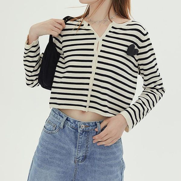 women's knits & tees heart pattern striped women cardigan sweater fall retro long sleeve knitted short girl casual preppy style street, White
women's knits & tees heart pattern striped women cardigan sweater fall retro long sleeve knitted short girl casual preppy style street, White