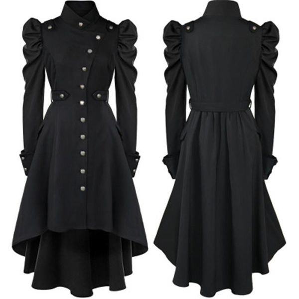 women's trench coats women gothic solid jackets female elegant single breasted long coat ladies plus size button military style dress, Tan;black
women's trench coats women gothic solid jackets female elegant single breasted long coat ladies plus size button military style dress, Tan;black