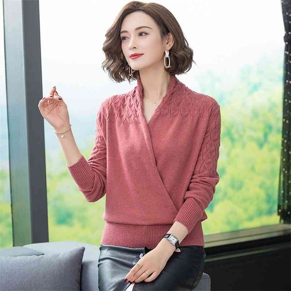 pullover autumn winter knitted sweater for women long sleeves v-neck loose office ladies casual sweaters 210427, White;black
pullover autumn winter knitted sweater for women long sleeves v-neck loose office ladies casual sweaters 210427, White;black