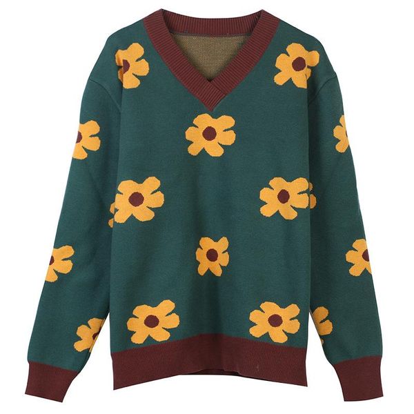 women's sweaters runway luxury green knitted pullover long-sleeved v-neck flower embroidery loose 2021 winter vintage oversize sweater, White;black
women's sweaters runway luxury green knitted pullover long-sleeved v-neck flower embroidery loose 2021 winter vintage oversize sweater, White;black