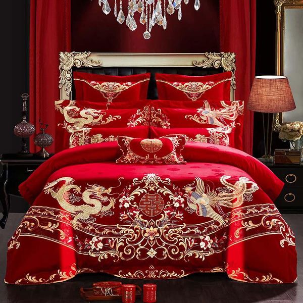 bedding sets 4/6/9pcs 100% cotton loong phoenix embroidery luxury red wedding set king duvet cover bed pillowcases sheet/linen
bedding sets 4/6/9pcs 100% cotton loong phoenix embroidery luxury red wedding set king duvet cover bed pillowcases sheet/linen