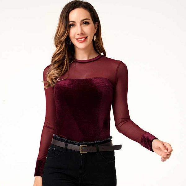 women's t-shirt products for autumn winter ladies all-match veet mesh stitching stretch slim bottoming shirt tqwc, White
women's t-shirt products for autumn winter ladies all-match veet mesh stitching stretch slim bottoming shirt tqwc, White