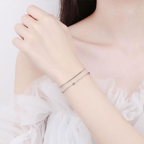 link, chain livvy silver color snake simple bead double layer adjustable bangles bracelet for women trendy party jewelry, Black
link, chain livvy silver color snake simple bead double layer adjustable bangles bracelet for women trendy party jewelry, Black