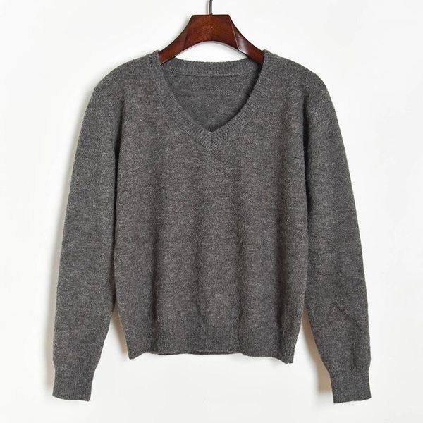 women's sweaters simple gray for women casual v-neck solid color knitted sweater spring autumn pullover jumpers, White;black
women's sweaters simple gray for women casual v-neck solid color knitted sweater spring autumn pullover jumpers, White;black