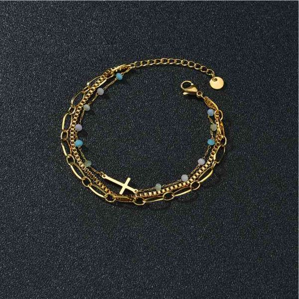 316l stainless steel 2022 fashion upscale jewelry bohemia 3 layer colorful crystal cross thick chain bracelets for women, Golden;silver
316l stainless steel 2022 fashion upscale jewelry bohemia 3 layer colorful crystal cross thick chain bracelets for women, Golden;silver