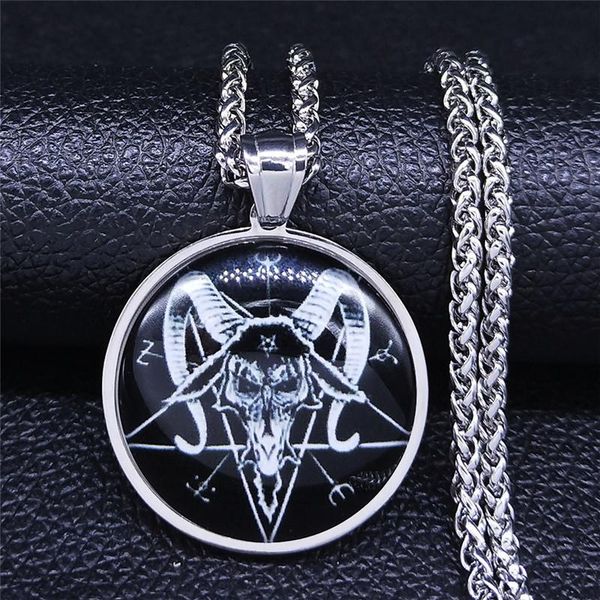 pendant necklaces stainless steel glass long necklace silver color pour pentagram goat head satan women jewelry cadena nxs03
pendant necklaces stainless steel glass long necklace silver color pour pentagram goat head satan women jewelry cadena nxs03