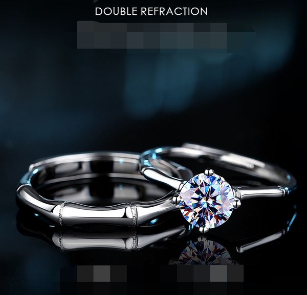 S925 Sterling Silver mosang diamond slub ring