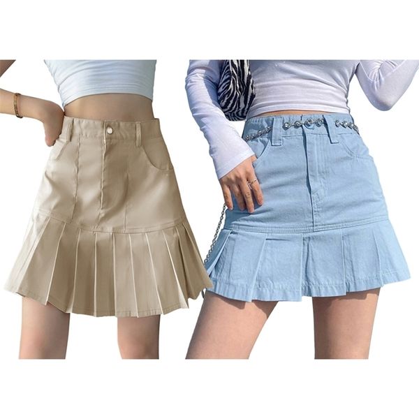 women pleated skirt high waist mini button young girl ladies streetwear fashion chic outfits 210522, Black
women pleated skirt high waist mini button young girl ladies streetwear fashion chic outfits 210522, Black