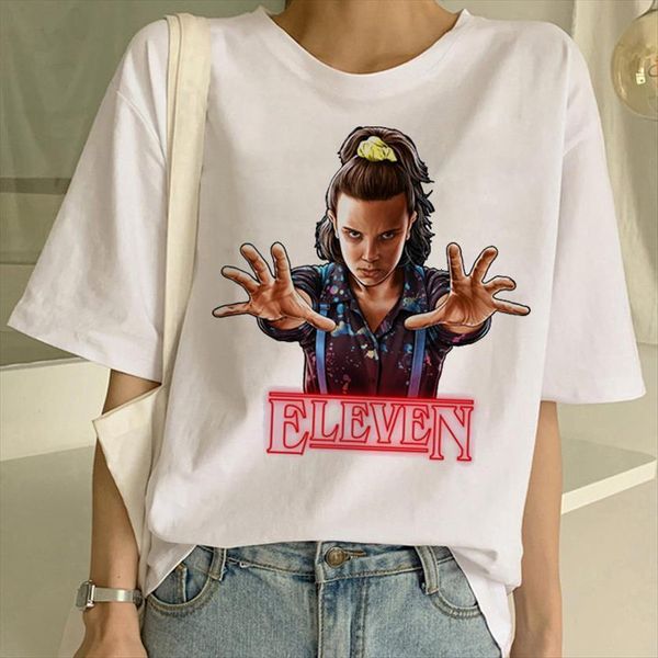 eleven hip hop 90s women t shirts gothic tee clothing femme streetwear upside down, White 
eleven hip hop 90s women t shirts gothic tee clothing femme streetwear upside down, White