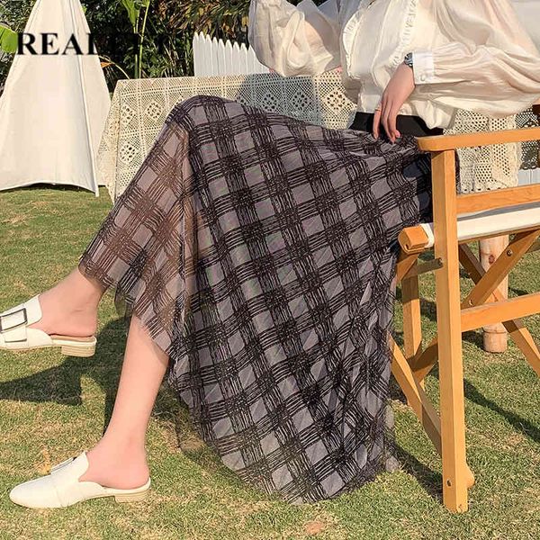 pleated skirts spring summer elegant high waist mesh plaid printed elastic midi female 210428, Black
pleated skirts spring summer elegant high waist mesh plaid printed elastic midi female 210428, Black