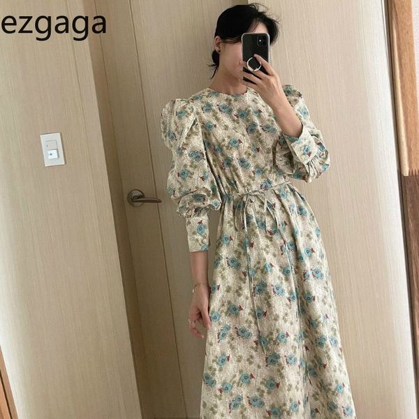 ezgaga bandage dress women chic french style vintage long sleeve loose high waist floral printed elegant dress party vestidos 210430, Black;gray 
ezgaga bandage dress women chic french style vintage long sleeve loose high waist floral printed elegant dress party vestidos 210430, Black;gray