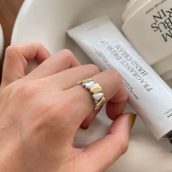 cluster rings silvology 925 sterling silver two-color heart for women creative design simple japan korea fashion festival jewelry, Golden;silver
cluster rings silvology 925 sterling silver two-color heart for women creative design simple japan korea fashion festival jewelry, Golden;silver