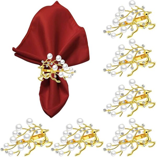 napkin rings 6 pcs elegant deer buckles with pearls rhinestone handmade serviette buckle holder dinner decoration
napkin rings 6 pcs elegant deer buckles with pearls rhinestone handmade serviette buckle holder dinner decoration