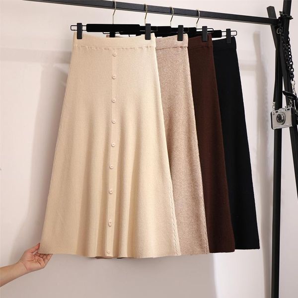 skirts knitted skirt women's a-line high waist long in autumn and winter, Black 
skirts knitted skirt women's a-line high waist long in autumn and winter, Black