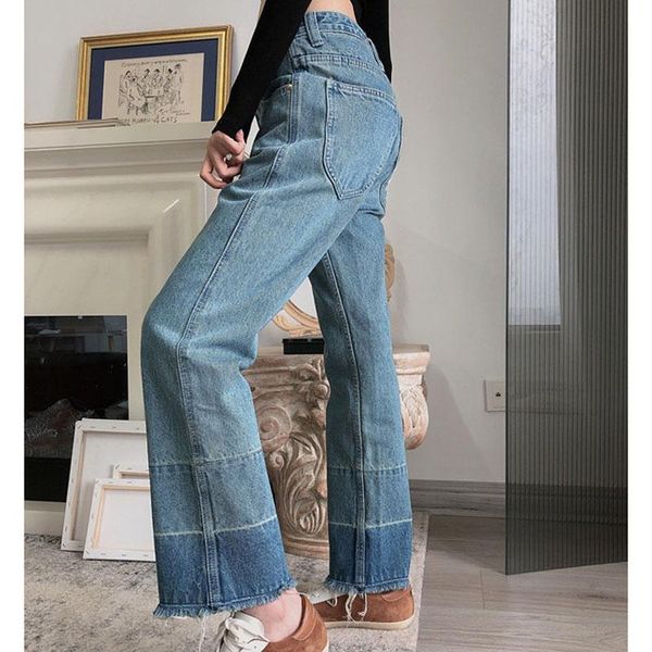 women jeans autumn blue stitching embroidery pattern women's