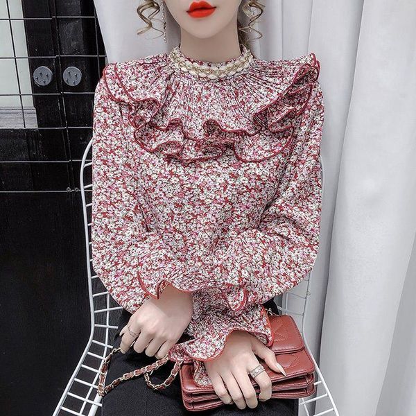 women's blouses & shirts women 2021 spring fashion ruffles long sleeves female printed bottoming ladies stand collar loose q366, White
women's blouses & shirts women 2021 spring fashion ruffles long sleeves female printed bottoming ladies stand collar loose q366, White