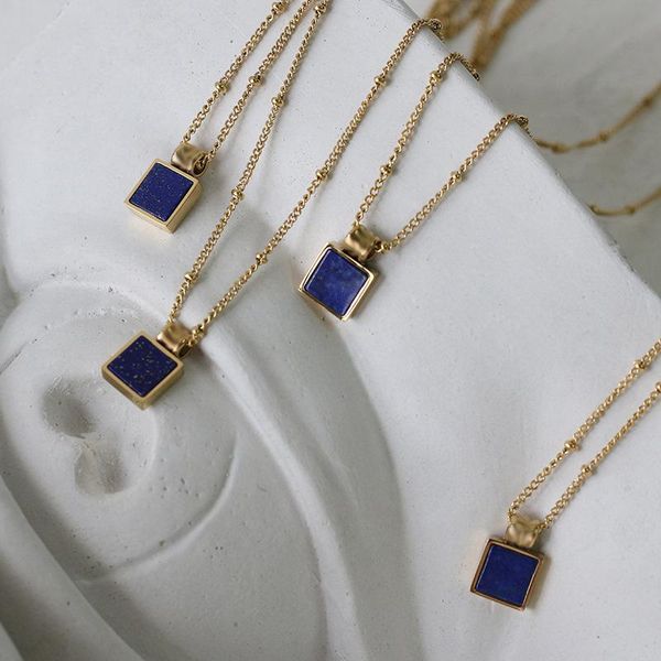 pendant necklaces allme ins fashion royal blue color stone necklace for women gold titanium steel square chokers pendientes, Silver
pendant necklaces allme ins fashion royal blue color stone necklace for women gold titanium steel square chokers pendientes, Silver