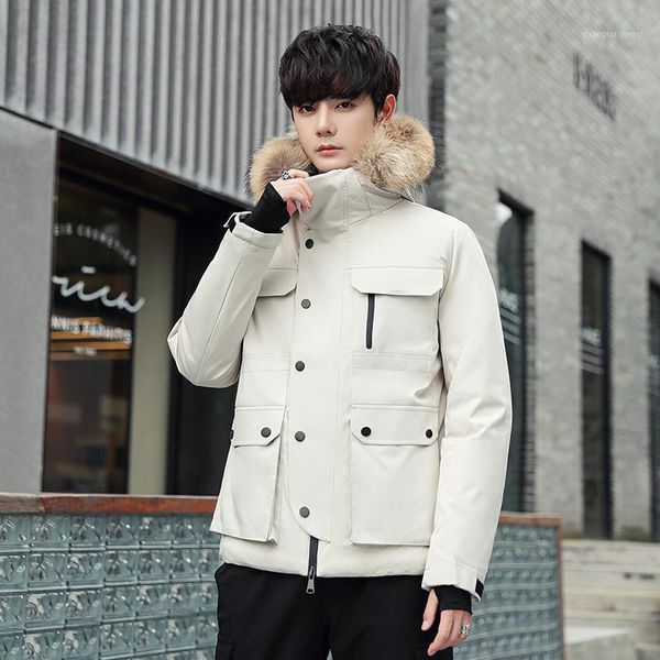 men's down & parkas jacket short fashion brand trend 2021 winter clothing korean version warm fur collar hooded casual coat for men, Black
men's down & parkas jacket short fashion brand trend 2021 winter clothing korean version warm fur collar hooded casual coat for men, Black
