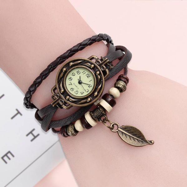 wristwatches multicolor women genuine leather vintage quartz dr watch bracelet leaf gift christmas, Slivery;brown
wristwatches multicolor women genuine leather vintage quartz dr watch bracelet leaf gift christmas, Slivery;brown
