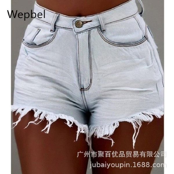 high waist plus size denim short pants women's tassled ripped jeans shorts washed trousers, White;black
high waist plus size denim short pants women's tassled ripped jeans shorts washed trousers, White;black
