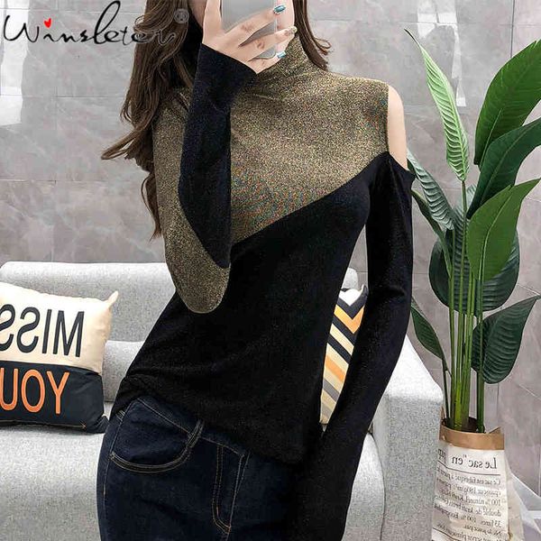 women's t-shirt fall winter t-shirt fashion shiny off shoulder color matching women ropa mujer bottoming shirt bright go, White
women's t-shirt fall winter t-shirt fashion shiny off shoulder color matching women ropa mujer bottoming shirt bright go, White
