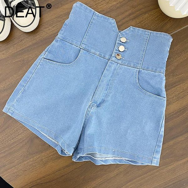 women's shorts deat women solid blue denim button cross high waist casual style chic designed fashion spring summer 2021 11j0028, White;black
women's shorts deat women solid blue denim button cross high waist casual style chic designed fashion spring summer 2021 11j0028, White;black
