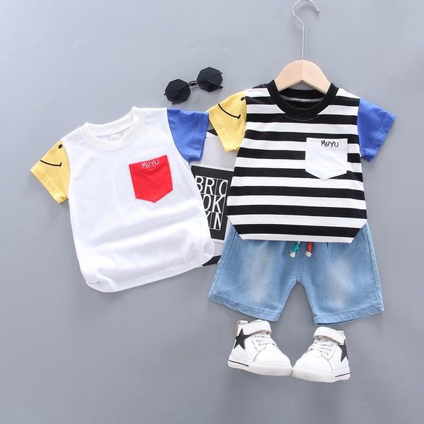 clothing sets summer infant baby boys clothes toddler girls pocket stripe t-shirt+denim shorts 2pcs fashion children's outfits, White
clothing sets summer infant baby boys clothes toddler girls pocket stripe t-shirt+denim shorts 2pcs fashion children's outfits, White