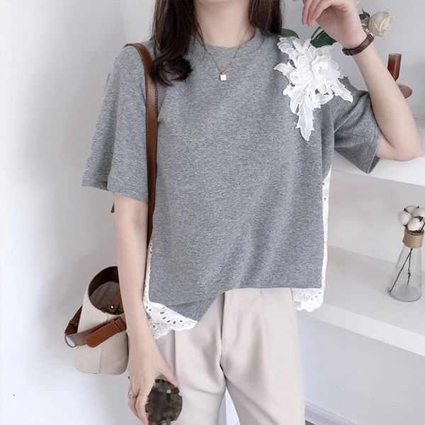 women's blouses & shirts 2021 korean fashion summer embroidery loose casual lace hollow out t-shirt solid color round neck, White
women's blouses & shirts 2021 korean fashion summer embroidery loose casual lace hollow out t-shirt solid color round neck, White