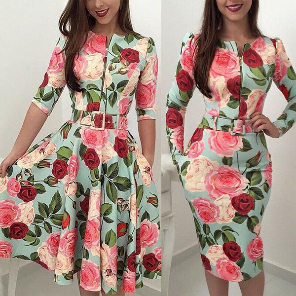 vintage womens clothes o-neck bodycon dresses floral print long sleeve holiday party summer ladies beach dress plus size casual, Black;gray
vintage womens clothes o-neck bodycon dresses floral print long sleeve holiday party summer ladies beach dress plus size casual, Black;gray