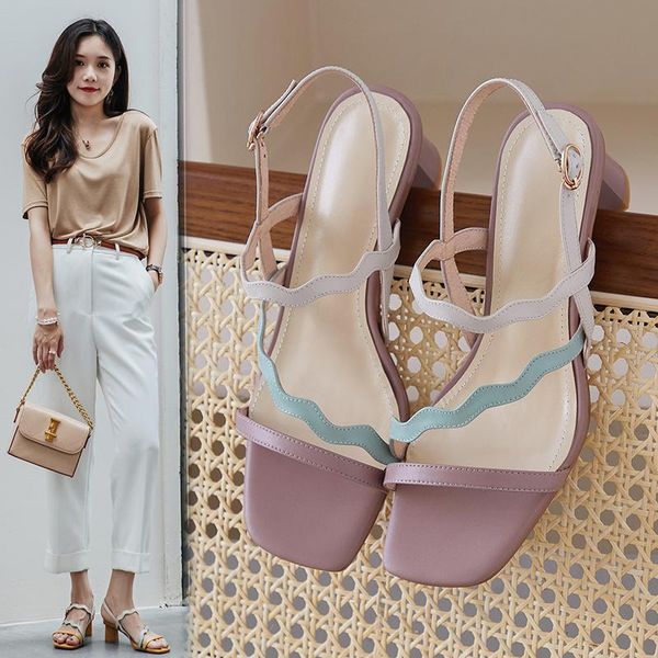 dress shoes 2021 summer wild fairy style color matching sandals open toe belt with heel fashion gentle wind high female z761, Black
dress shoes 2021 summer wild fairy style color matching sandals open toe belt with heel fashion gentle wind high female z761, Black