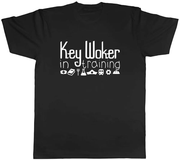 KeyWorker in Training Mens Unisex T-Shirt Tee, White;black