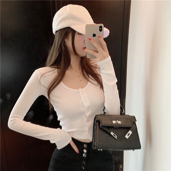 women's t-shirt camiseta feminina curta manga comprida, casaco curto outono inverno com decote justo 2pp7, White
women's t-shirt camiseta feminina curta manga comprida, casaco curto outono inverno com decote justo 2pp7, White