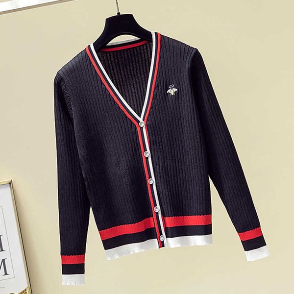 female cardigan long sleeve v neck embroidery honey woman sweaters korean women sweater knitwear white black autumn 210928
female cardigan long sleeve v neck embroidery honey woman sweaters korean women sweater knitwear white black autumn 210928