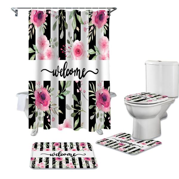 shower curtains pink flowers black stripes wedding welcome curtain set with rug bath mat bathroom toilet lid cover home decor
shower curtains pink flowers black stripes wedding welcome curtain set with rug bath mat bathroom toilet lid cover home decor