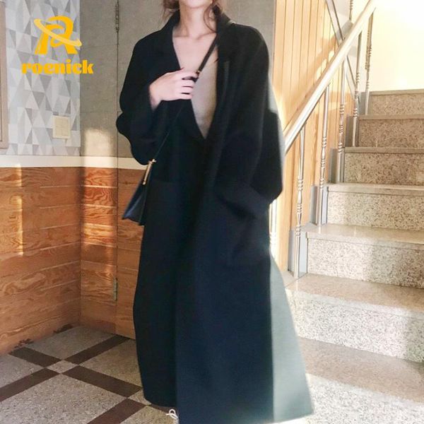 women's wool & blends roenick women elegant solid long woolen coats batwing sleeve loose shoulder pocket split chic stylish jackets, Black
women's wool & blends roenick women elegant solid long woolen coats batwing sleeve loose shoulder pocket split chic stylish jackets, Black