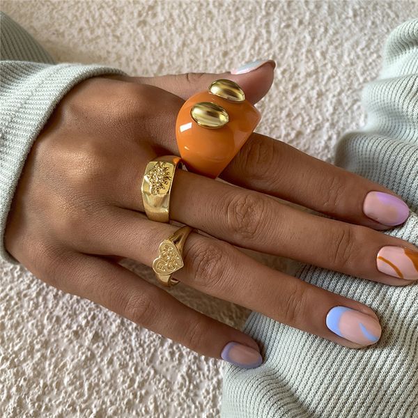 europe women punk heart letter ring contrast color acrylic ellipse retro rings 3 piece geometric wide party gift finger jewelry sets accesso, Golden;silver
europe women punk heart letter ring contrast color acrylic ellipse retro rings 3 piece geometric wide party gift finger jewelry sets accesso, Golden;silver