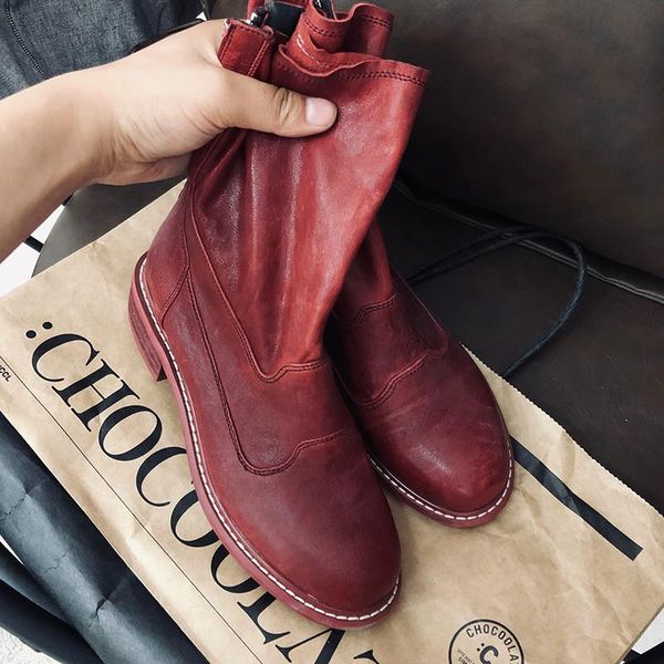 boots designer handmade genuine leather women short round toe soft sheepskin chunky heel slip on all match ankle, Black
boots designer handmade genuine leather women short round toe soft sheepskin chunky heel slip on all match ankle, Black