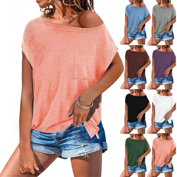 2021 spring and summer new women's wear solid color pocket round neck short sleeve t-shirt for women, Black;gray
2021 spring and summer new women's wear solid color pocket round neck short sleeve t-shirt for women, Black;gray