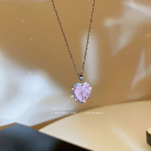 chain women pendants korean ins style diamond inlaid zircon pink love necklace sweet temperament clavicle peach heart fairy neck tide, Silver
chain women pendants korean ins style diamond inlaid zircon pink love necklace sweet temperament clavicle peach heart fairy neck tide, Silver