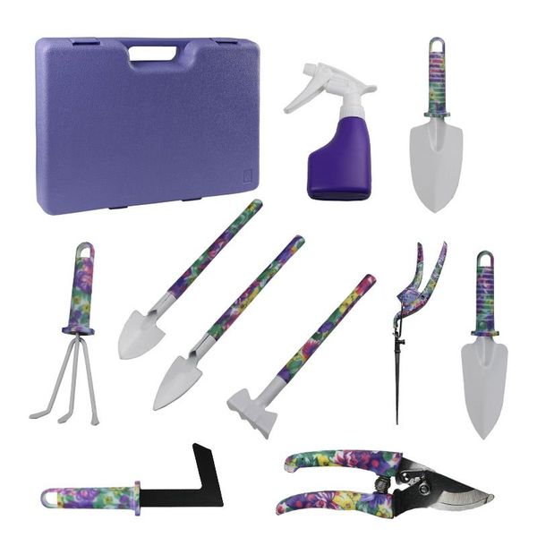 professional hand tool sets 10 pcs garden tools set flower print aluminium with trowel transplanter rake weeder pruner shears sprayer carryi
professional hand tool sets 10 pcs garden tools set flower print aluminium with trowel transplanter rake weeder pruner shears sprayer carryi