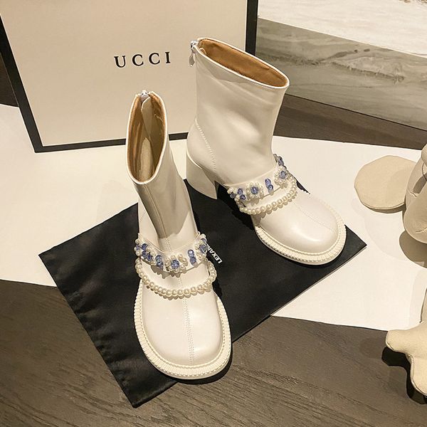 2021 spring summer autumn winter british short boots round head thick heel versatile diamond beaded big zipper fashion, Black
2021 spring summer autumn winter british short boots round head thick heel versatile diamond beaded big zipper fashion, Black
