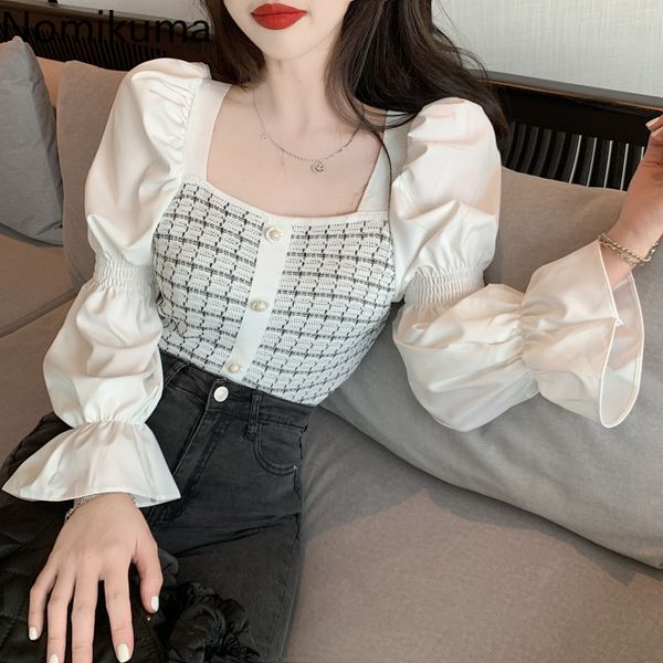 nomikuma korean plaid patchwork women blouses puff long sleeve slim high waist short shirt 2021 new blusas femme 6b466, White
nomikuma korean plaid patchwork women blouses puff long sleeve slim high waist short shirt 2021 new blusas femme 6b466, White