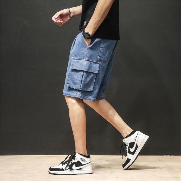men's jeans 2021 men summer cargo shorts mens streetwear hip hop loose drawstring denim male black casual cotton short, Blue
men's jeans 2021 men summer cargo shorts mens streetwear hip hop loose drawstring denim male black casual cotton short, Blue
