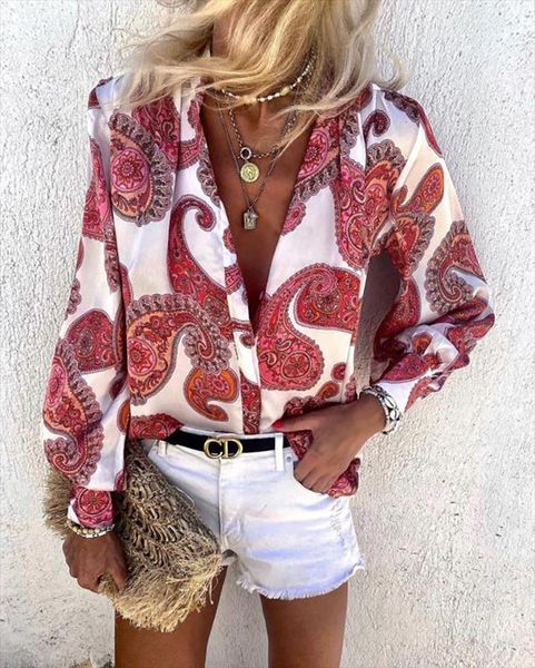autumn vintage floral print womens shirts elegant deep v neck office lady casual loose top, White
autumn vintage floral print womens shirts elegant deep v neck office lady casual loose top, White