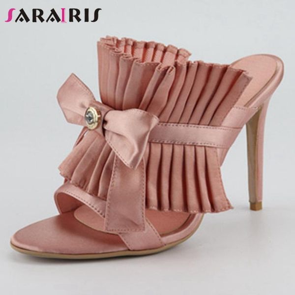 dress shoes sarairis unique party pleated mules summer sweet butterfly-knot women high thin heels woman, Black
dress shoes sarairis unique party pleated mules summer sweet butterfly-knot women high thin heels woman, Black