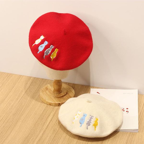 berets ins women's beret hat diy cute embroidery cat wool painter spring and summer outdoor sunshade casqute, Blue;gray
berets ins women's beret hat diy cute embroidery cat wool painter spring and summer outdoor sunshade casqute, Blue;gray