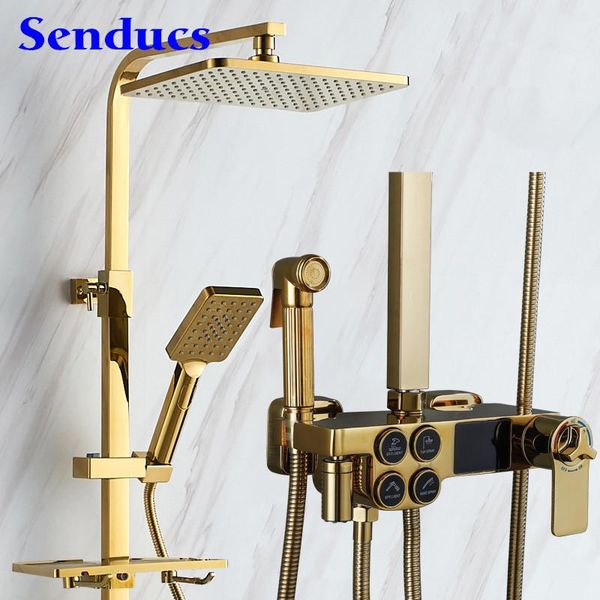 digital shower set copper brass bathroom mixer faucets 12 inch rainfall head gold thermostatic bath sets
digital shower set copper brass bathroom mixer faucets 12 inch rainfall head gold thermostatic bath sets