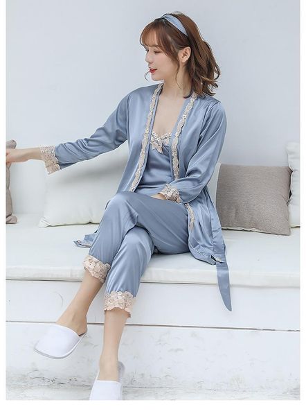 women's sleepwear 5pcs pajamas suit women spring summer silky satin nightdress nightgown with chest pad breathable comfortable home ser, Black;red
women's sleepwear 5pcs pajamas suit women spring summer silky satin nightdress nightgown with chest pad breathable comfortable home ser, Black;red