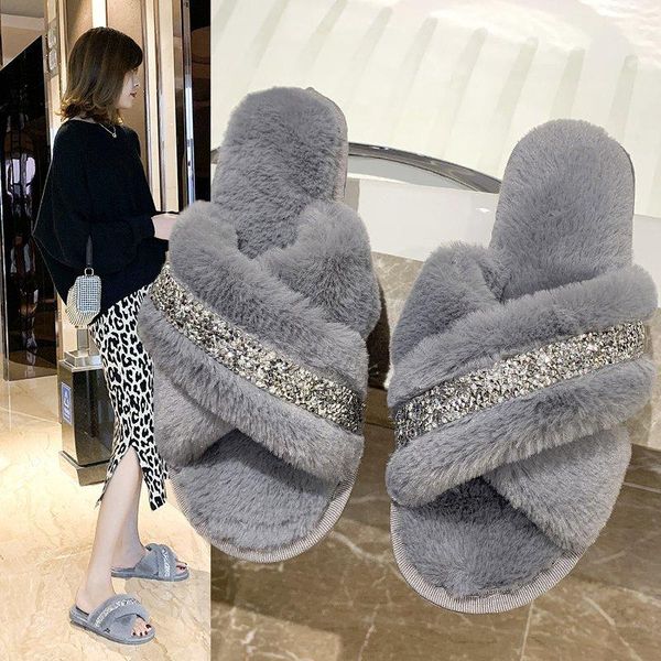 slippers home women shoes brand winter warm fur slides solid slip on female indoor casual 2021 bling, Black
slippers home women shoes brand winter warm fur slides solid slip on female indoor casual 2021 bling, Black