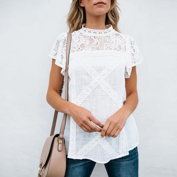 women's blouses & shirts plus size fashion blouse lace patchwork flare ruffles short sleeve cute floral womens and, White
women's blouses & shirts plus size fashion blouse lace patchwork flare ruffles short sleeve cute floral womens and, White
